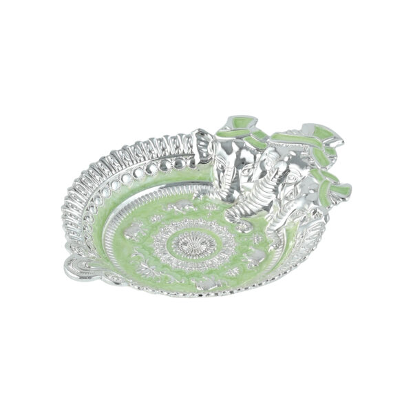 German Silver Ganesha Platter | Mint Green | Premium Home & Decor Gift Item